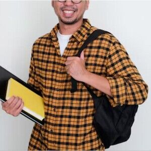 Mens Rainforest Signature Flannel Shirt YELLOW Plaid Size medium msrp: $89